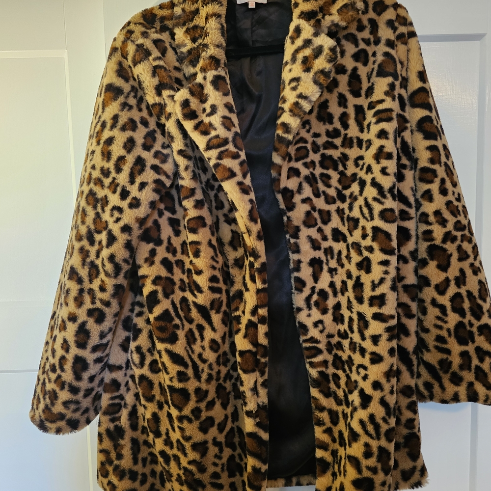re:named Leopard Print Teddy Jacket